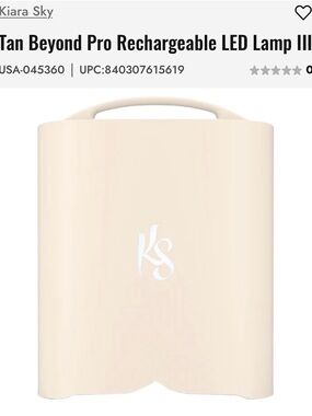 NIB Kiara Sky Tan Beyond Pro Rechargeable LED Lamp III - Cream